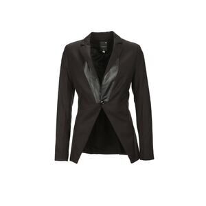 G Star Raw Mae Lean Blazer Black Long Sleeve Faux leather trim Notch Lapel 34 XS